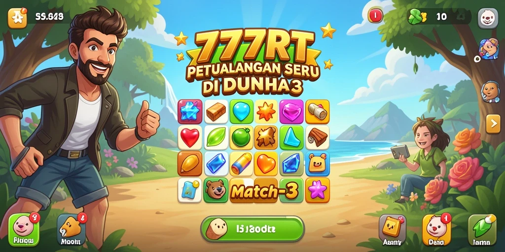 Tangkapan layar 777RT yang menampilkan gameplay seru di dunia Match-3.