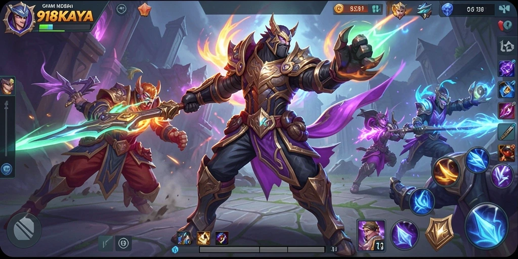Screenshot gameplay seru di game MOBA 918KAYA.