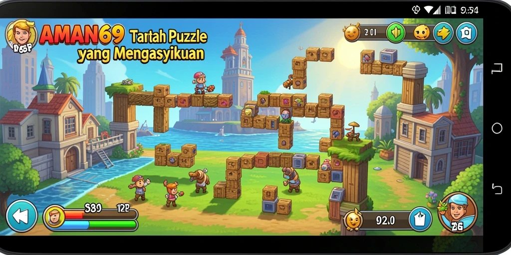 Tampilan gameplay puzzle yang menantang dan interaktif di AMAN69.