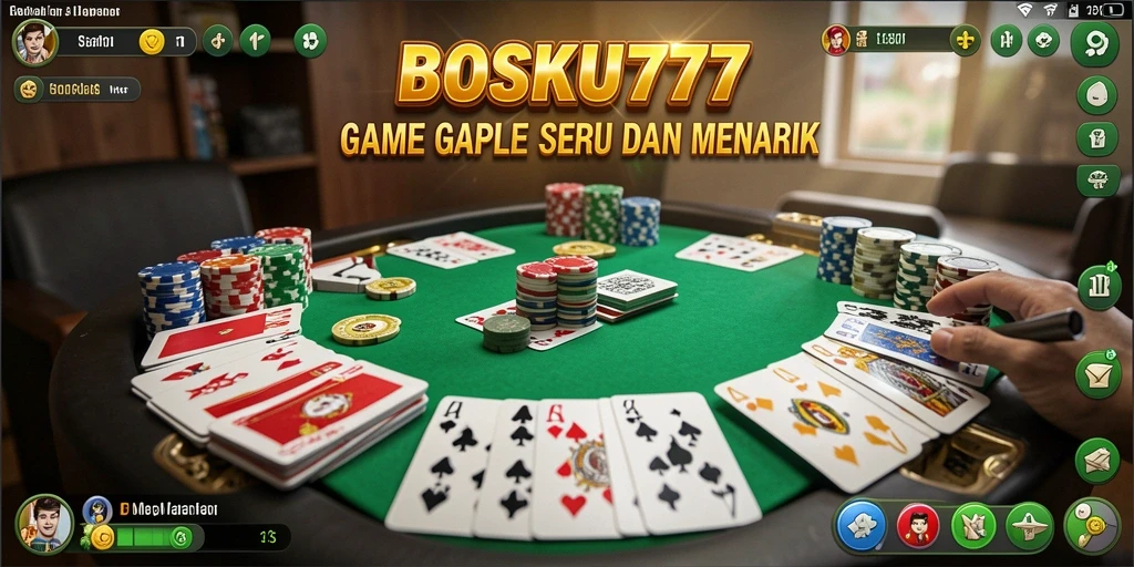 Screenshot utama BOSKU777 menampilkan gameplay Gaple yang menarik.