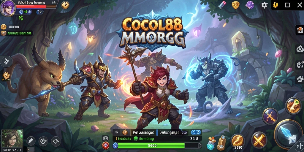 Screenshot COCOL88 menampilkan pertempuran epik dalam dunia MMORPG.