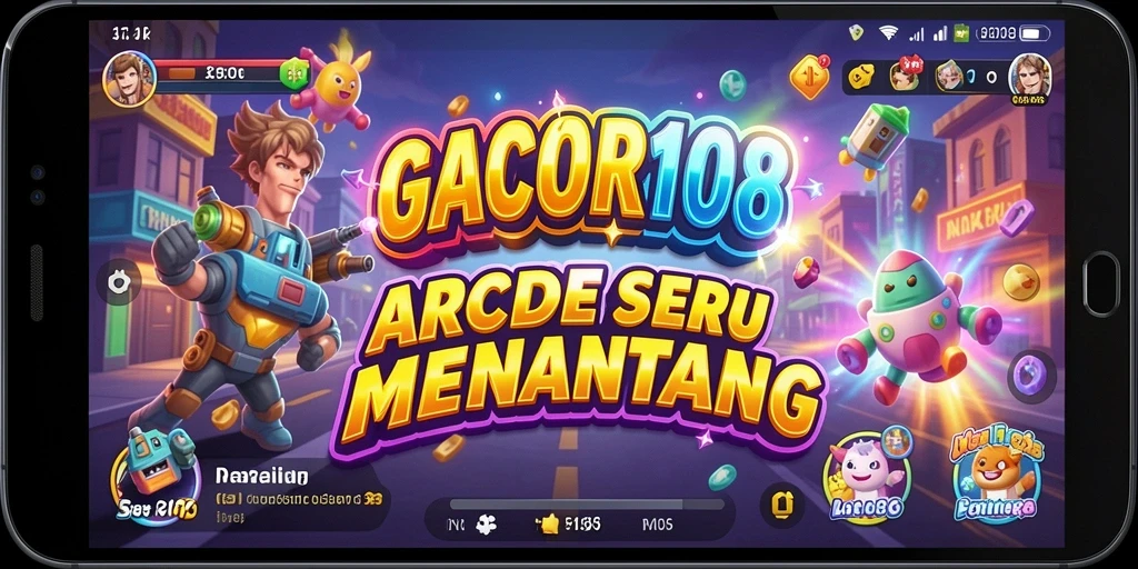 Screenshot utama GACOR108 menampilkan gameplay arcade yang mendebarkan.