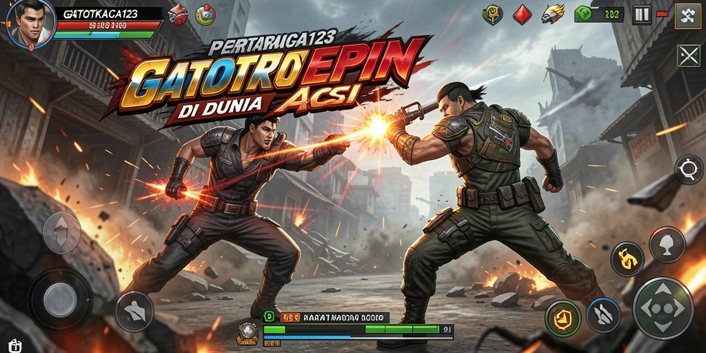 Tampilan gameplay GATOTKACA123 yang seru dengan pertempuran epik.