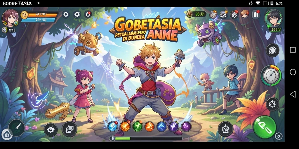 Screenshot utama GOBETASIA menampilkan aksi pertarungan seru dalam dunia anime.