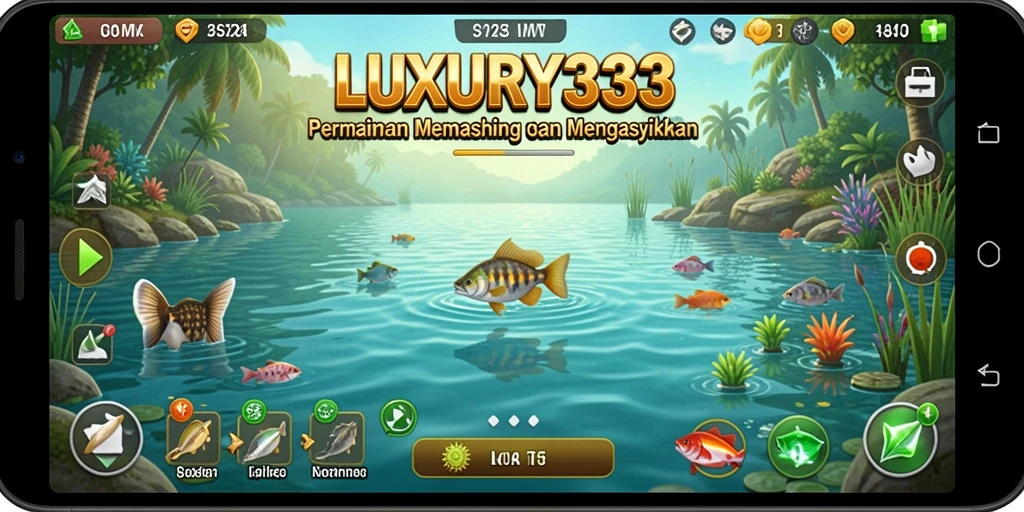 Screenshot utama LUXURY333 menampilkan gameplay memancing yang mendebarkan.