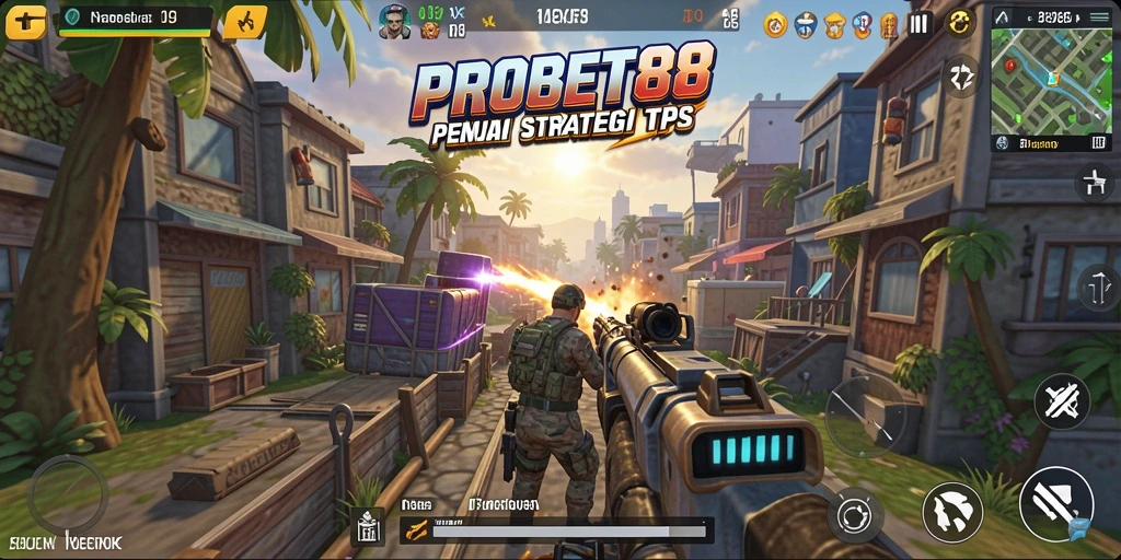 Screenshot gameplay PROBET88 menampilkan aksi menegangkan dalam permainan TPS.