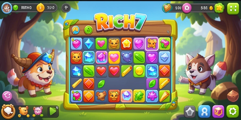 Tampilan permainan RICH7 yang menarik dan penuh warna.